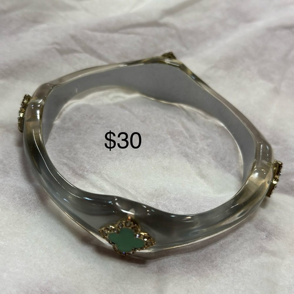Chic Gold and Green Bangle Bracelet